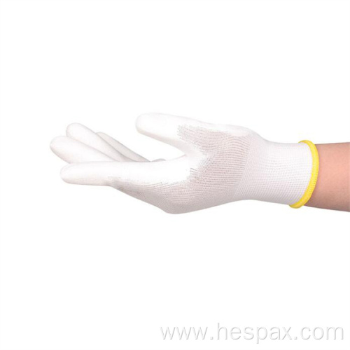 Hespax Factory Custom White PU Labor Working Gloves